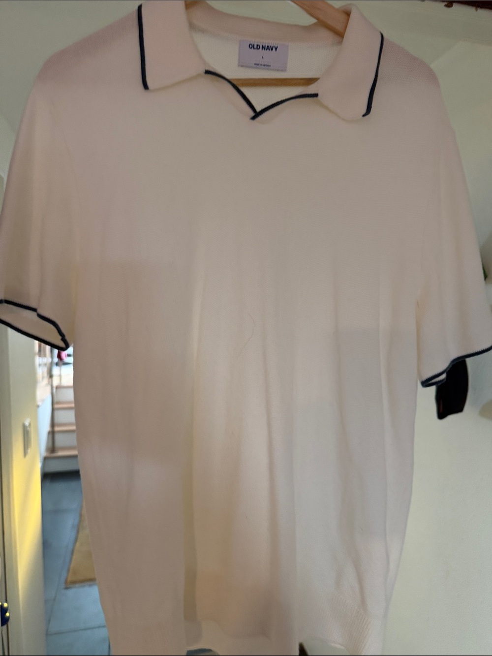 Old Navy Cream Polo with Black Contrast Trim